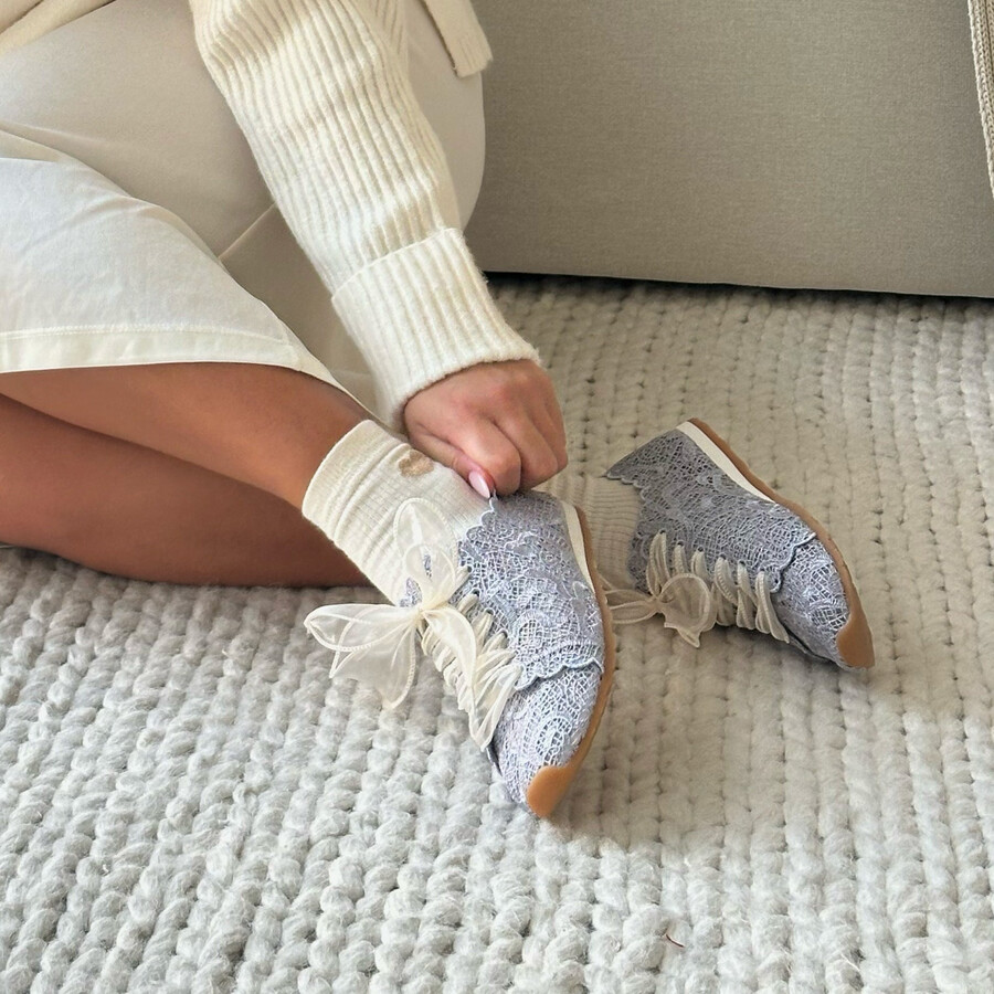 dayana sneakers dusty blue lace