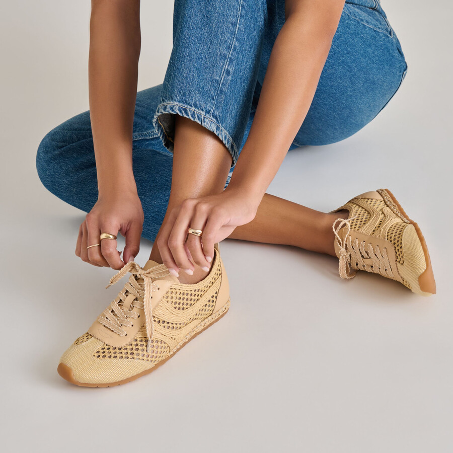 dream sneakers hellbraun gewebtes raffia