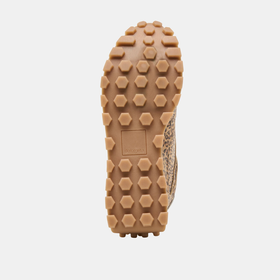 tricia sneakers aus hellbraunem wildleder mit leopardenmuster