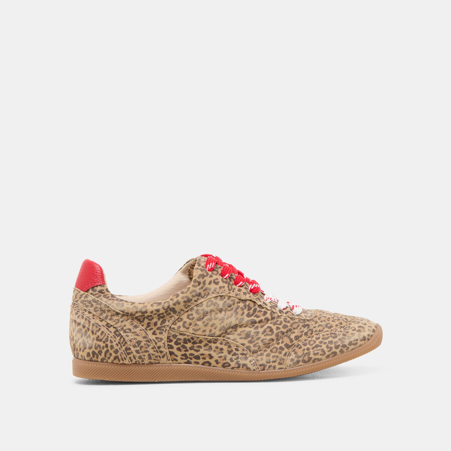 laini sneakers hellbraunes wildleder mit leopardenmuster