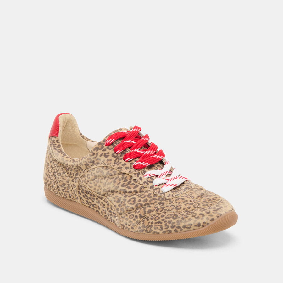 laini sneakers hellbraunes wildleder mit leopardenmuster