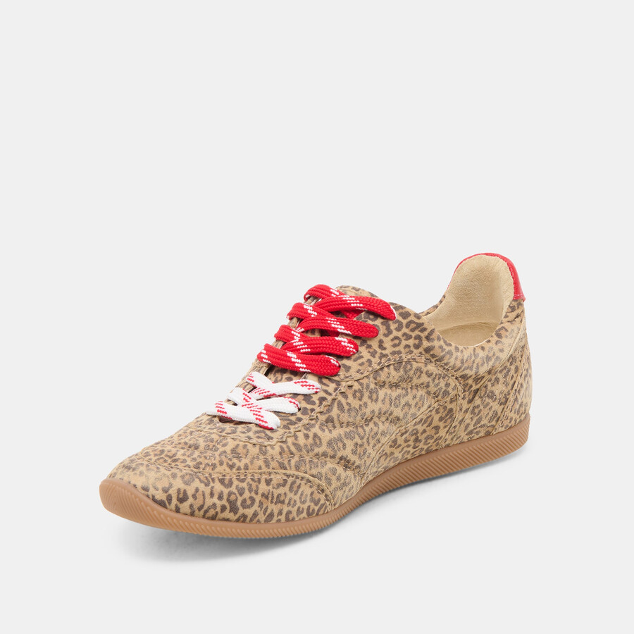 laini sneakers hellbraunes wildleder mit leopardenmuster