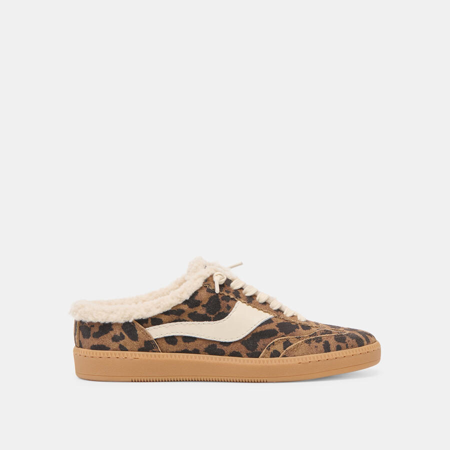 notice slide plush sneakers braunes wildleder mit leopardenmuster