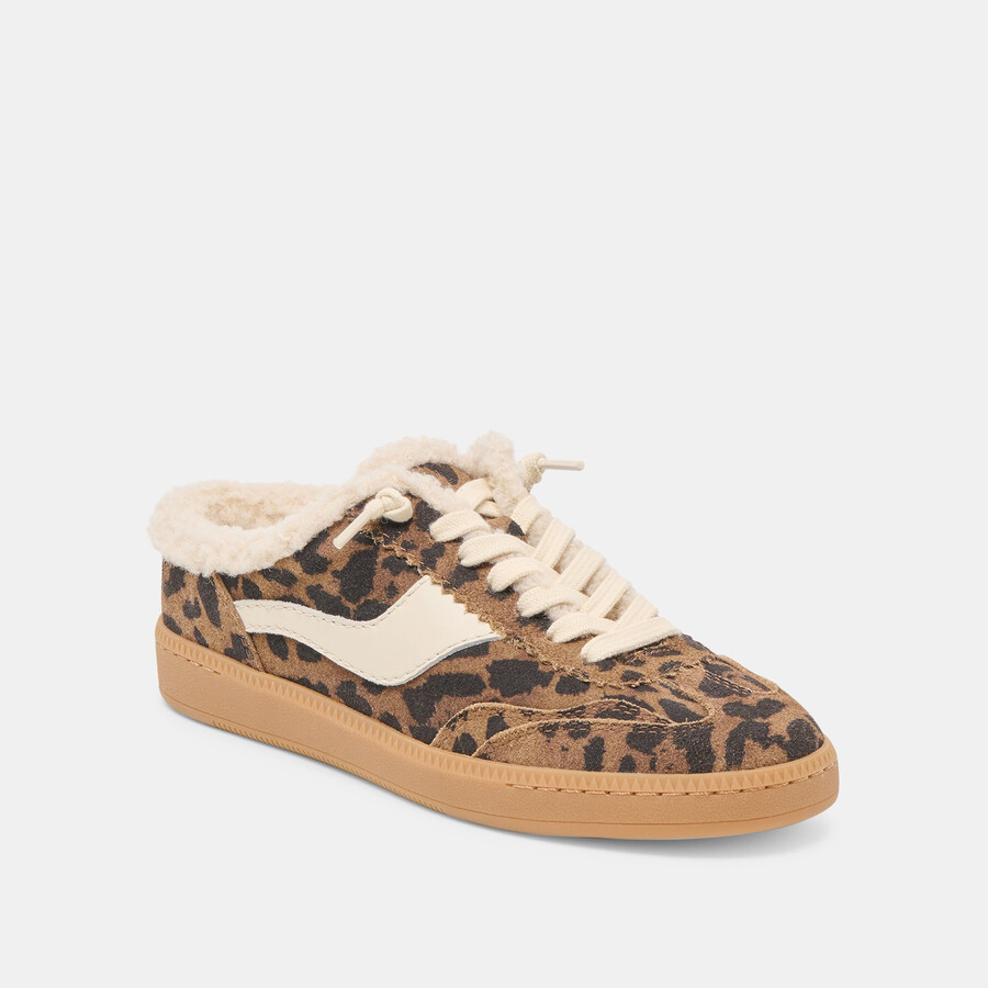 notice slide plush sneakers braunes wildleder mit leopardenmuster