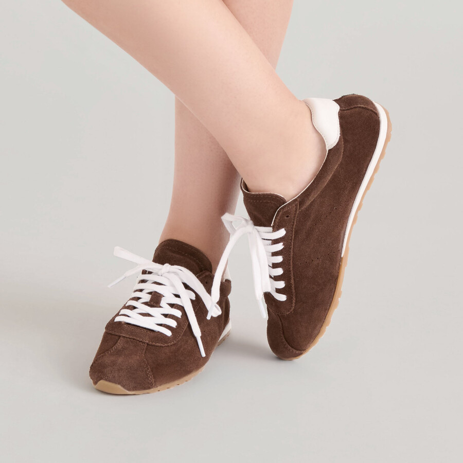 serina sneakers aus dunkelbraunem wildleder