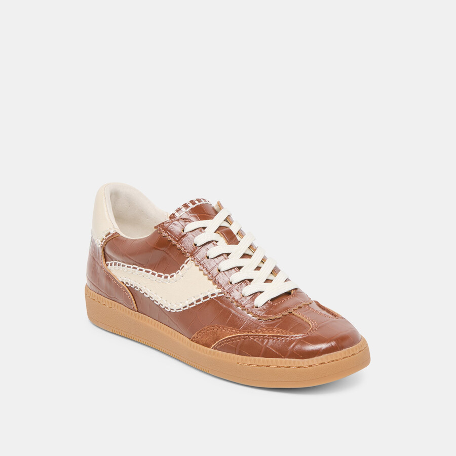 notice stitch sneakers cognac croco-geprägtes leder