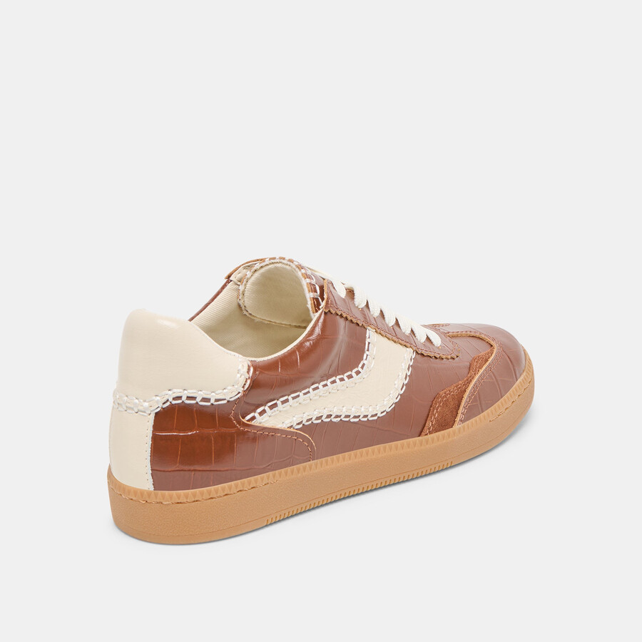 notice stitch sneakers cognac croco-geprägtes leder
