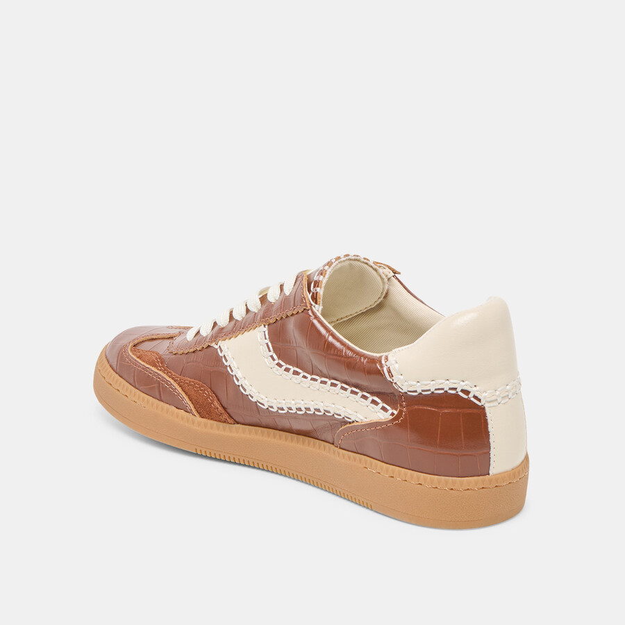 notice stitch sneakers cognac croco-geprägtes leder