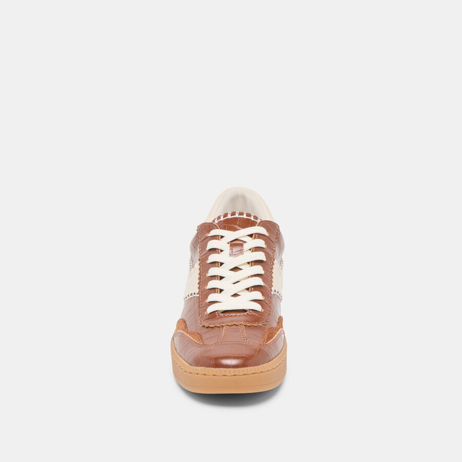 notice stitch sneakers cognac croco-geprägtes leder