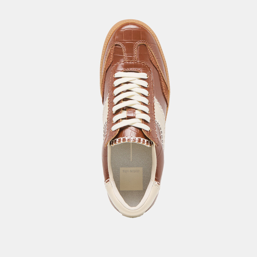 notice stitch sneakers cognac croco-geprägtes leder