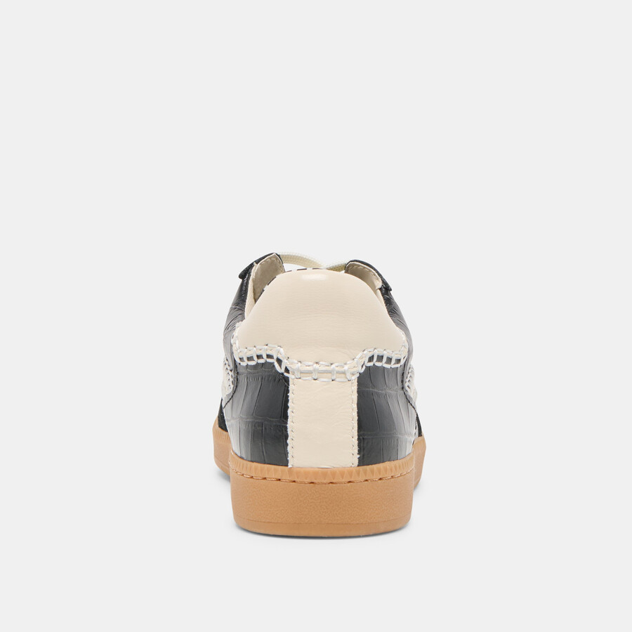 notice stitch sneakers noir croco embossed leather