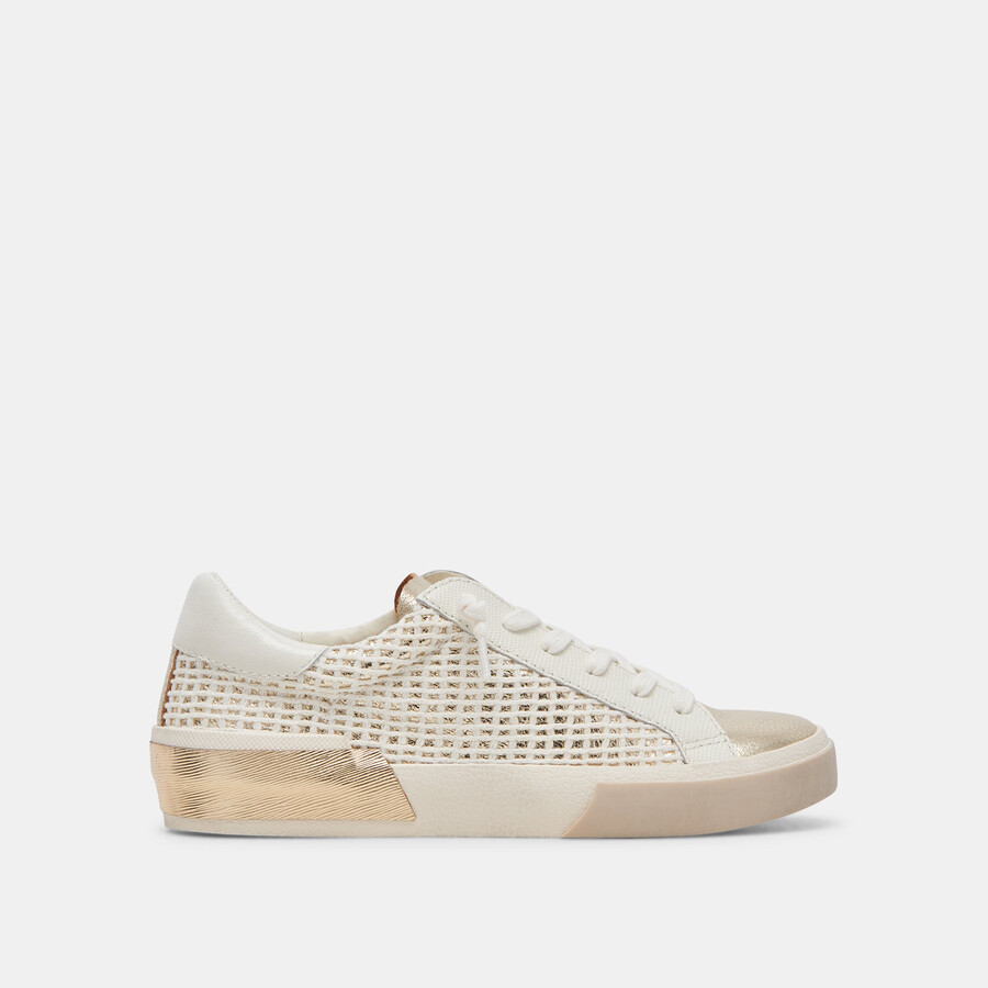 zina wide sneakers bone gold woven