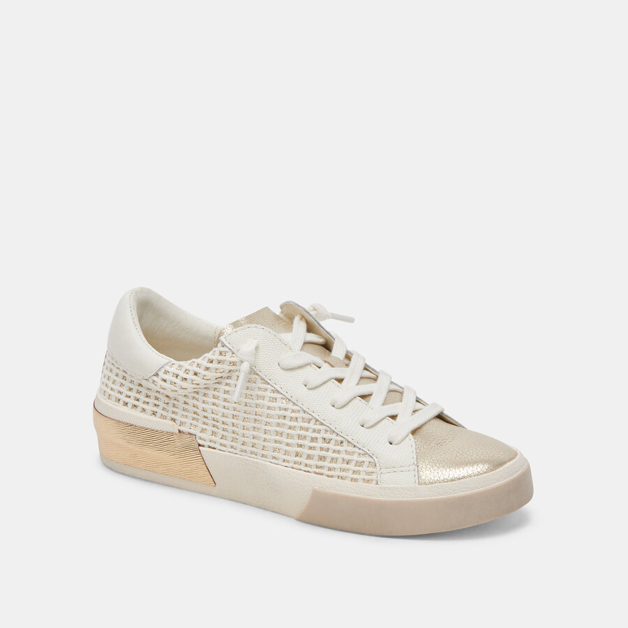 zina wide sneakers bone gold woven