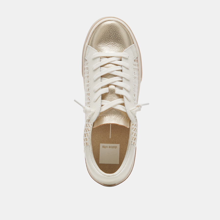 zina wide sneakers bone gold woven
