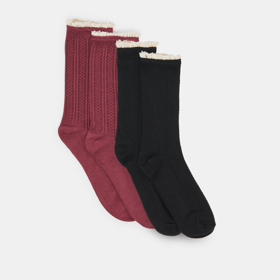 2er-pack prairie-socken schwarz-burgund