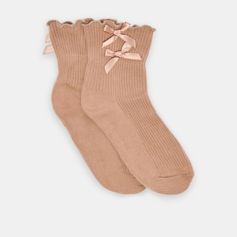 lettney edge bow anklet socks mocha