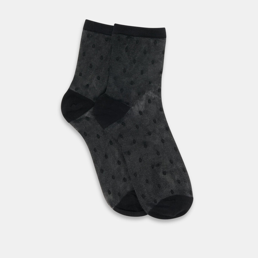 transparente gepunktete knöchelsocken schwarz