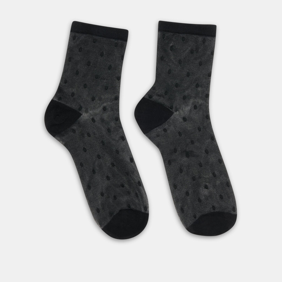 transparente gepunktete knöchelsocken schwarz