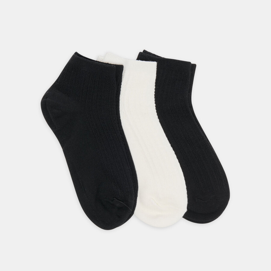 3er-pack zopfsocken schwarz-weiß