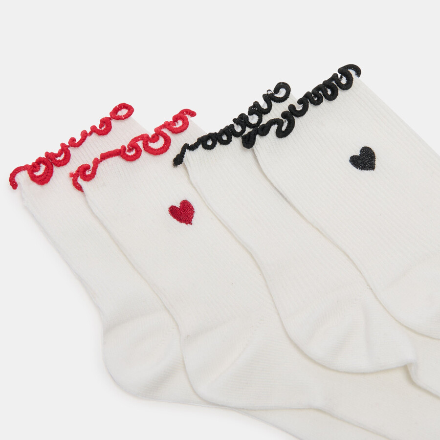5er-pack bestickte rippsocken weiß schwarz mehrfarbig