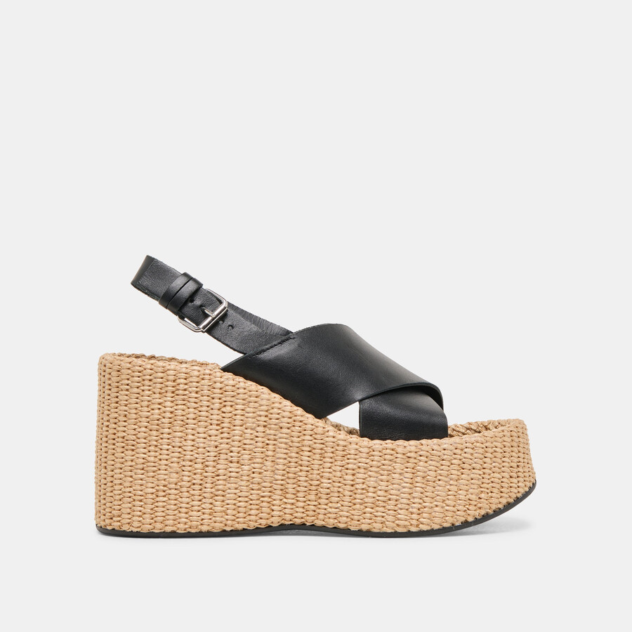skylar wedges schwarzes leder