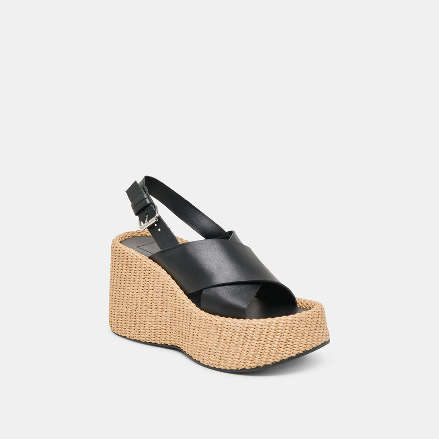 skylar wedges schwarzes leder