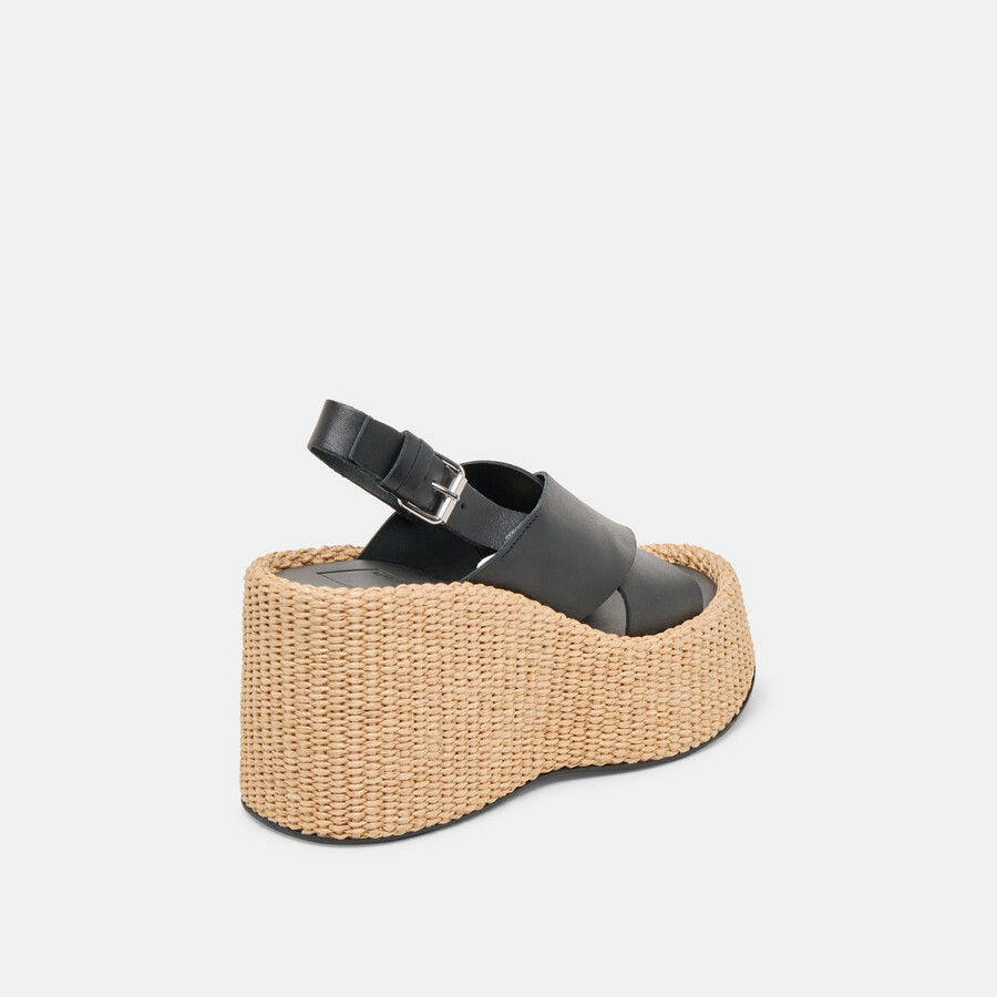 skylar wedges schwarzes leder