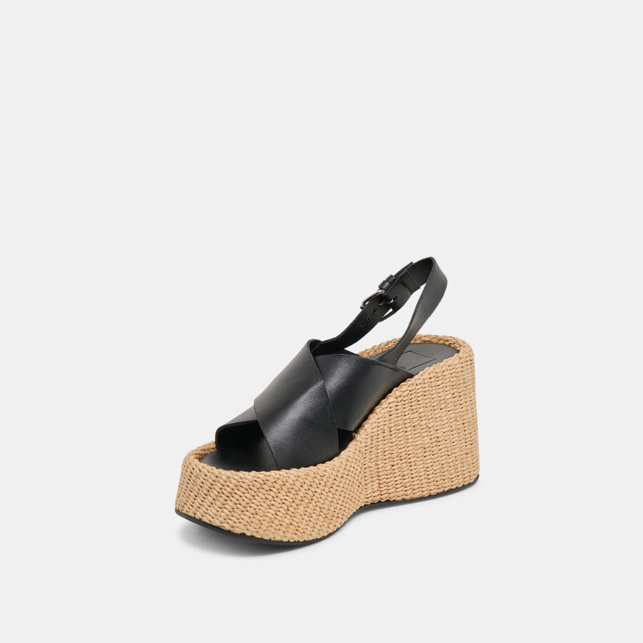 skylar wedges schwarzes leder