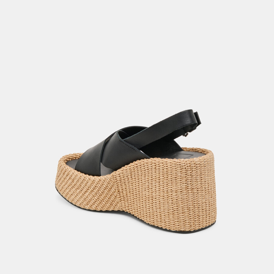 skylar wedges schwarzes leder