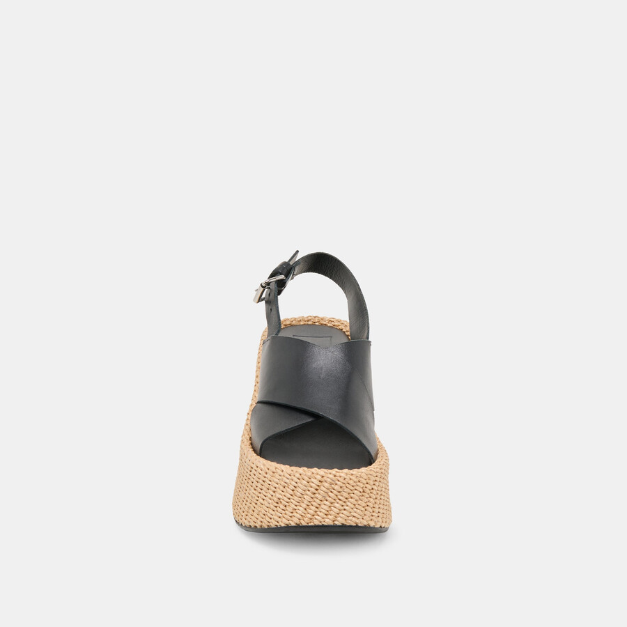 skylar wedges schwarzes leder
