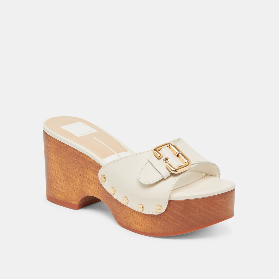 yalah heels aus cremefarbenem leder