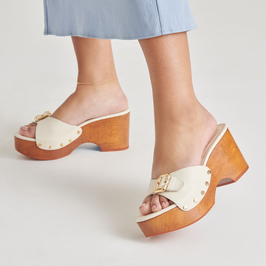 yalah heels aus cremefarbenem leder