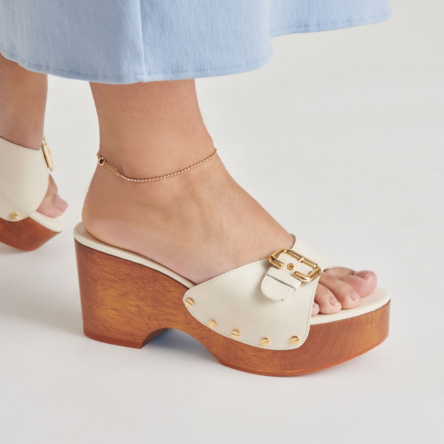 yalah heels aus cremefarbenem leder