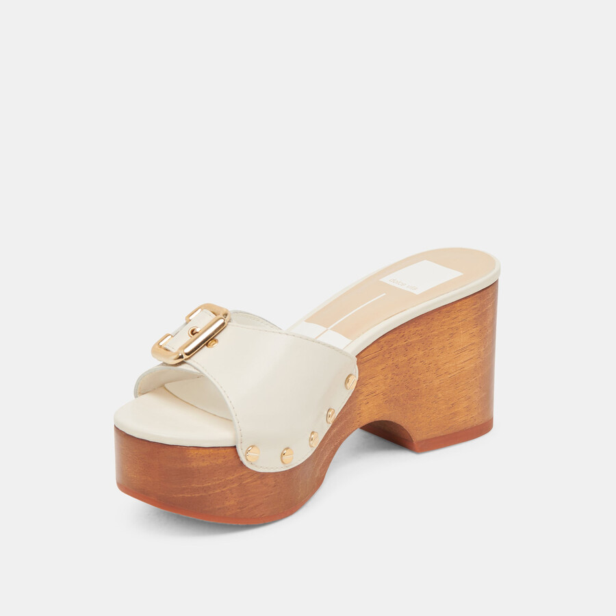 yalah heels aus cremefarbenem leder