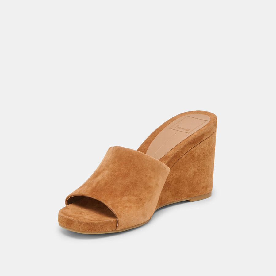 holta keilschuhe aus braunem wildleder
